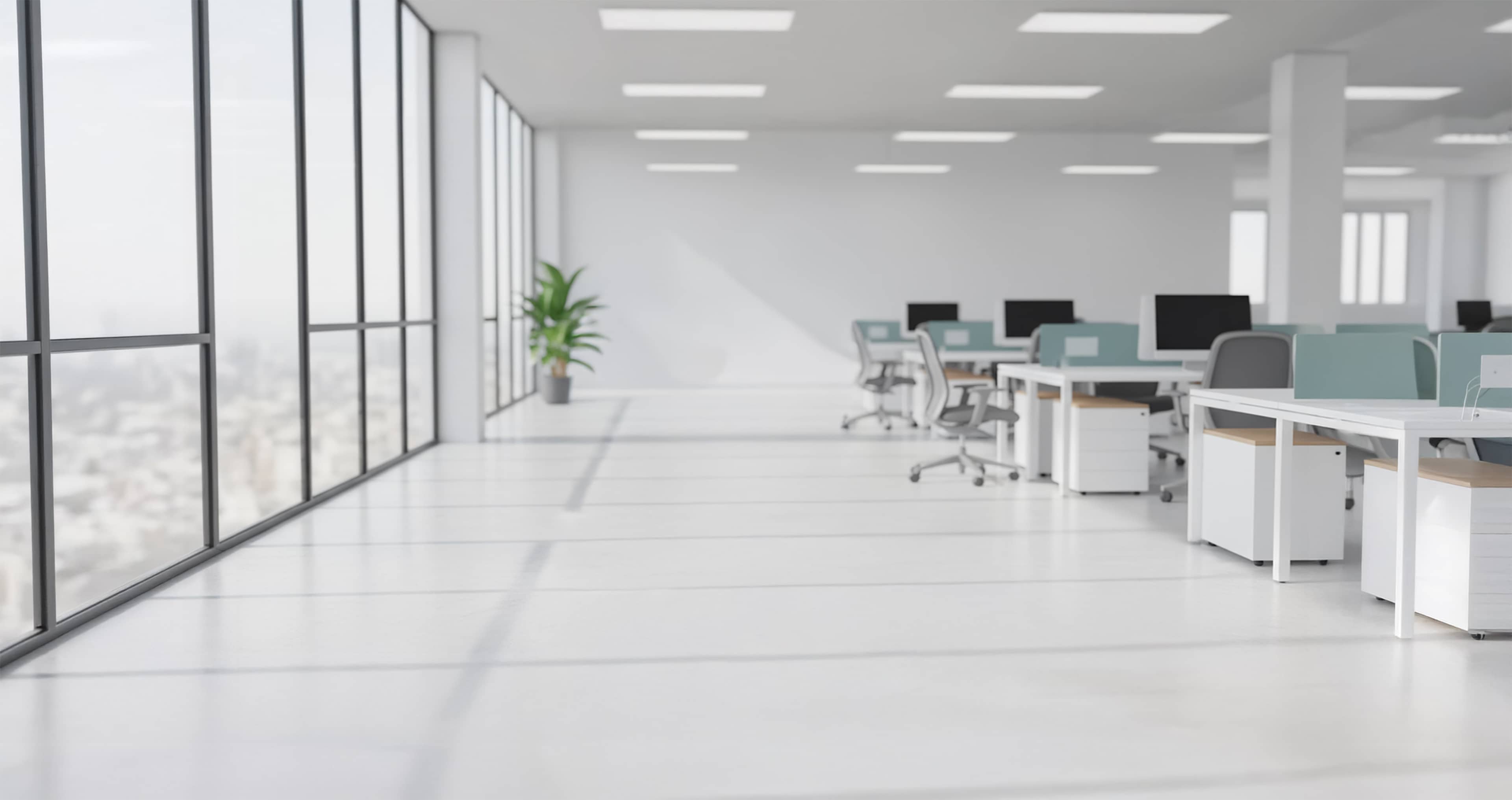 Clean and futuristic modern office